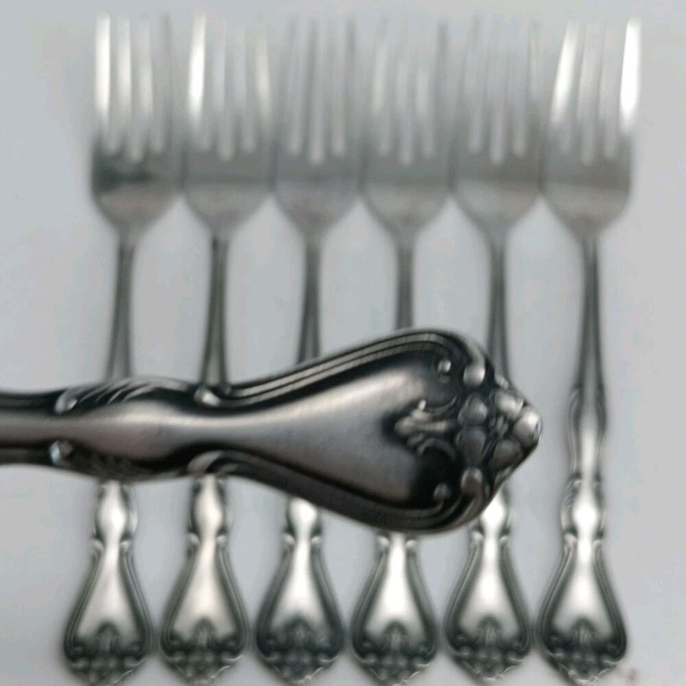 7X SF Vtg Noritake 18-8 Stainless Japan Sylvia Flatware Salad Forks Silverware